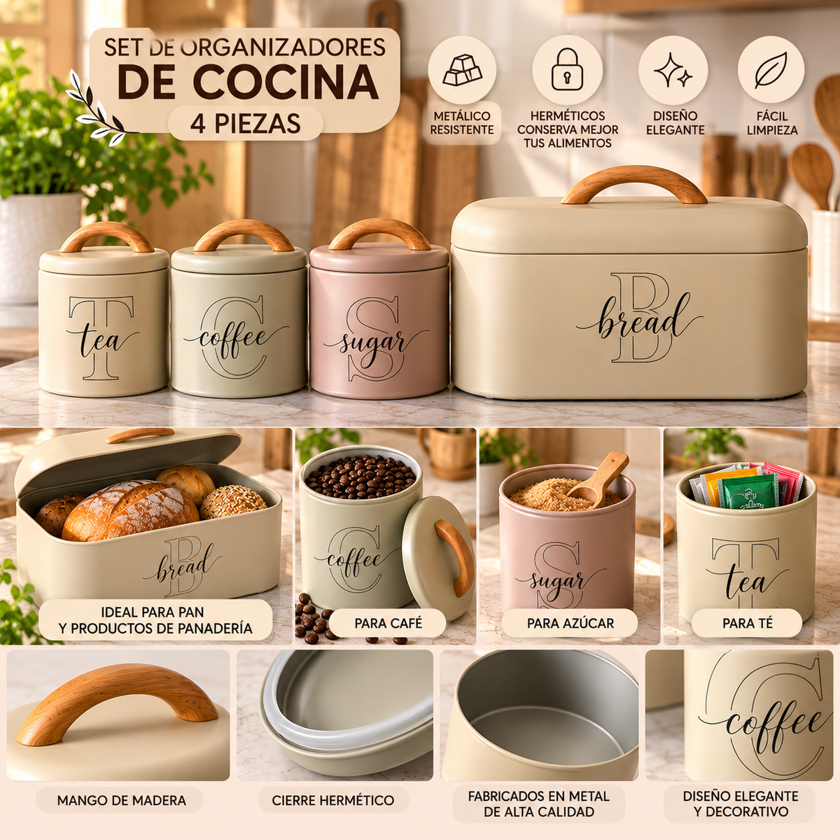 Set de Organizadores de Cocina de 4 Piezas