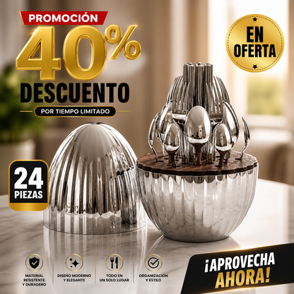 Juego de Cubiertos 24 Piezas – Diseño Huevo Diamante