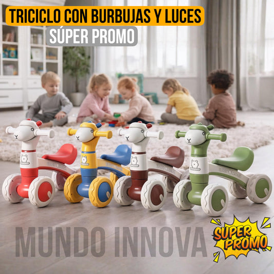 TRICICLO OVEJO CON LUZ, MÚSICA Y BURBUJAS