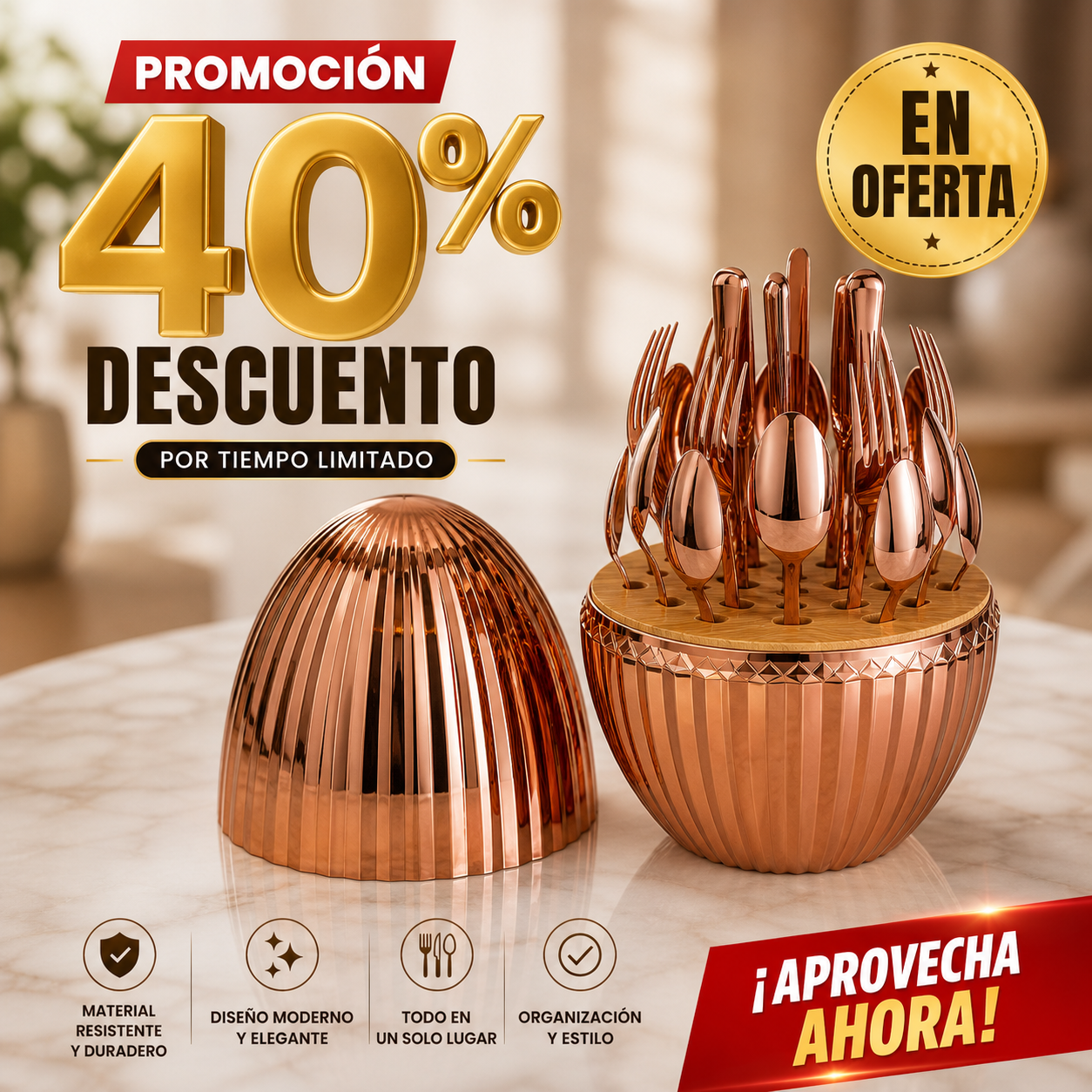 Juego de Cubiertos 24 Piezas – Diseño Huevo Diamante